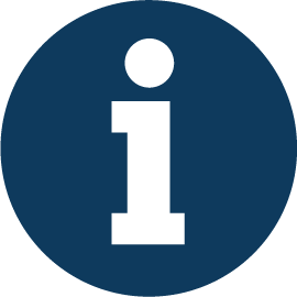 Weißes "i" in blauem Kreis